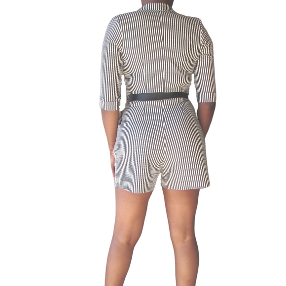 Black and White Striped Romper - Picture 2 of 3